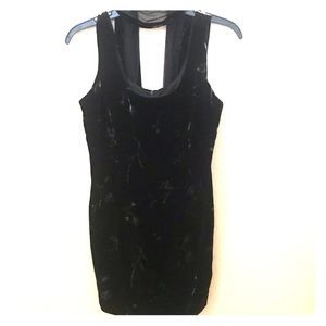 Black vintage floral velvet dress/with scarf